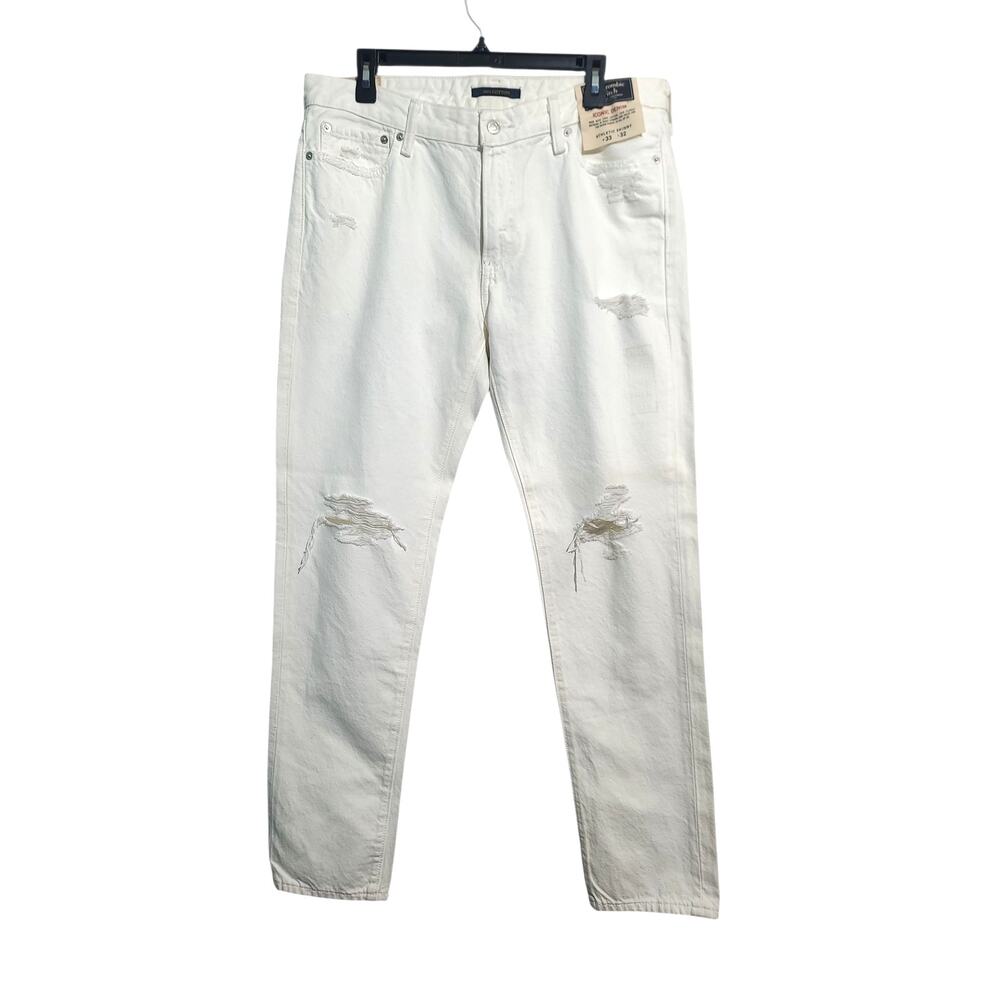 Abercrombie & Fitch Iconic Denim Athletic Skinny Jeans Ivory Size 33x32 NWT